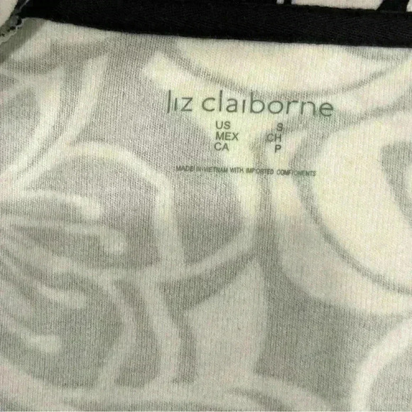 Liz Claiborne Black White Floral Full Zip Up Mock Neck Sweatshirt Jacket Size S - Picture 2 of 8